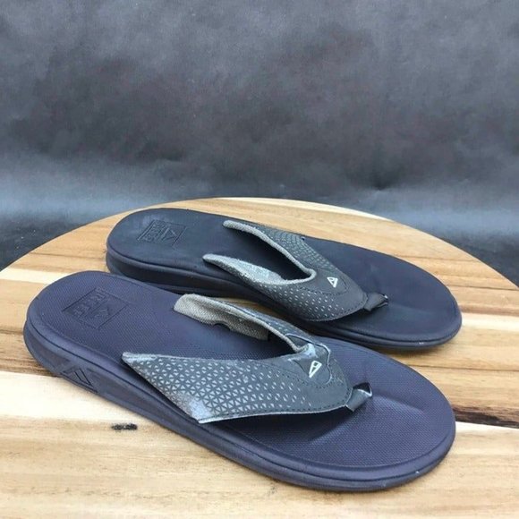 Reef Brown Faux Leather Flip Flops Slip On Sandals Mens Size 9 - Picture 1 of 9